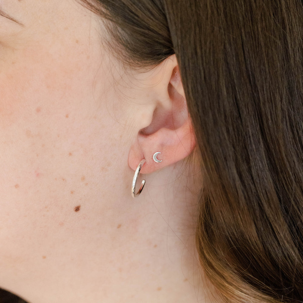 tiny moon stud earrings