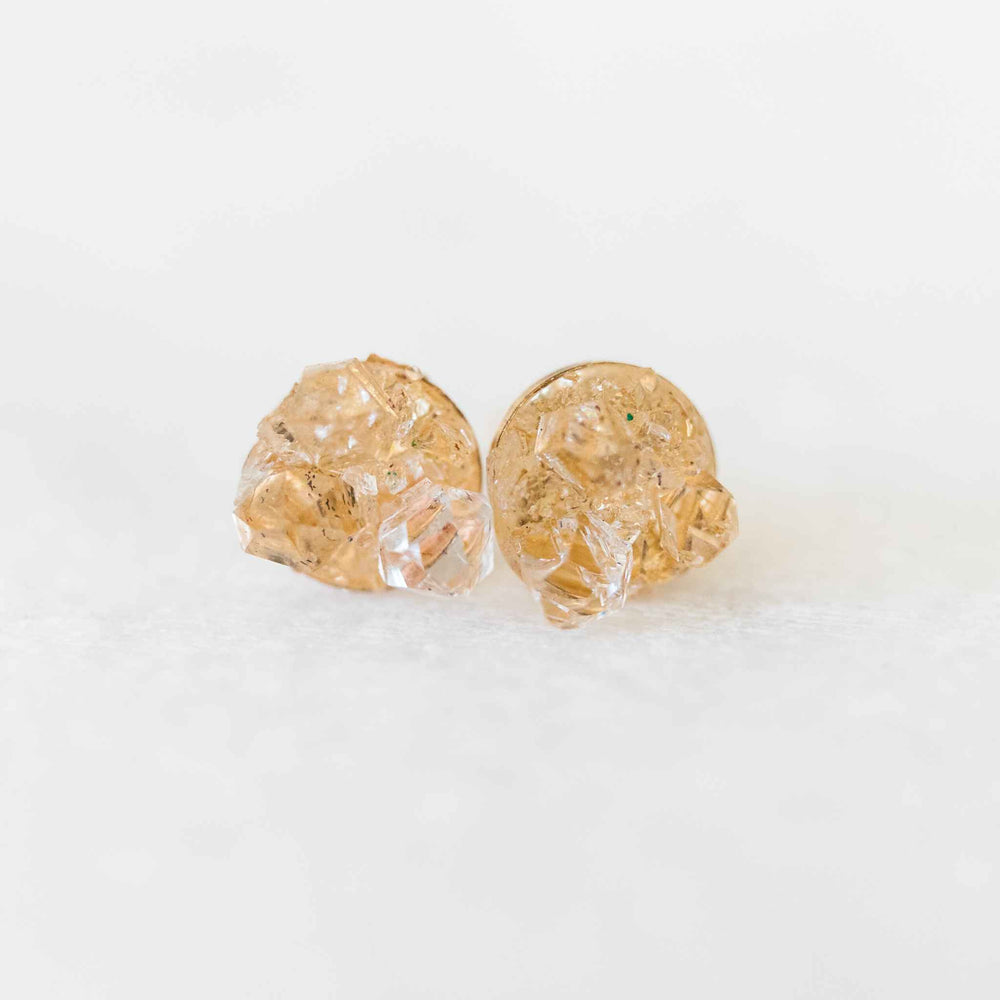 Raw herkimer diamond mosaic stud earrings - luxe.zen