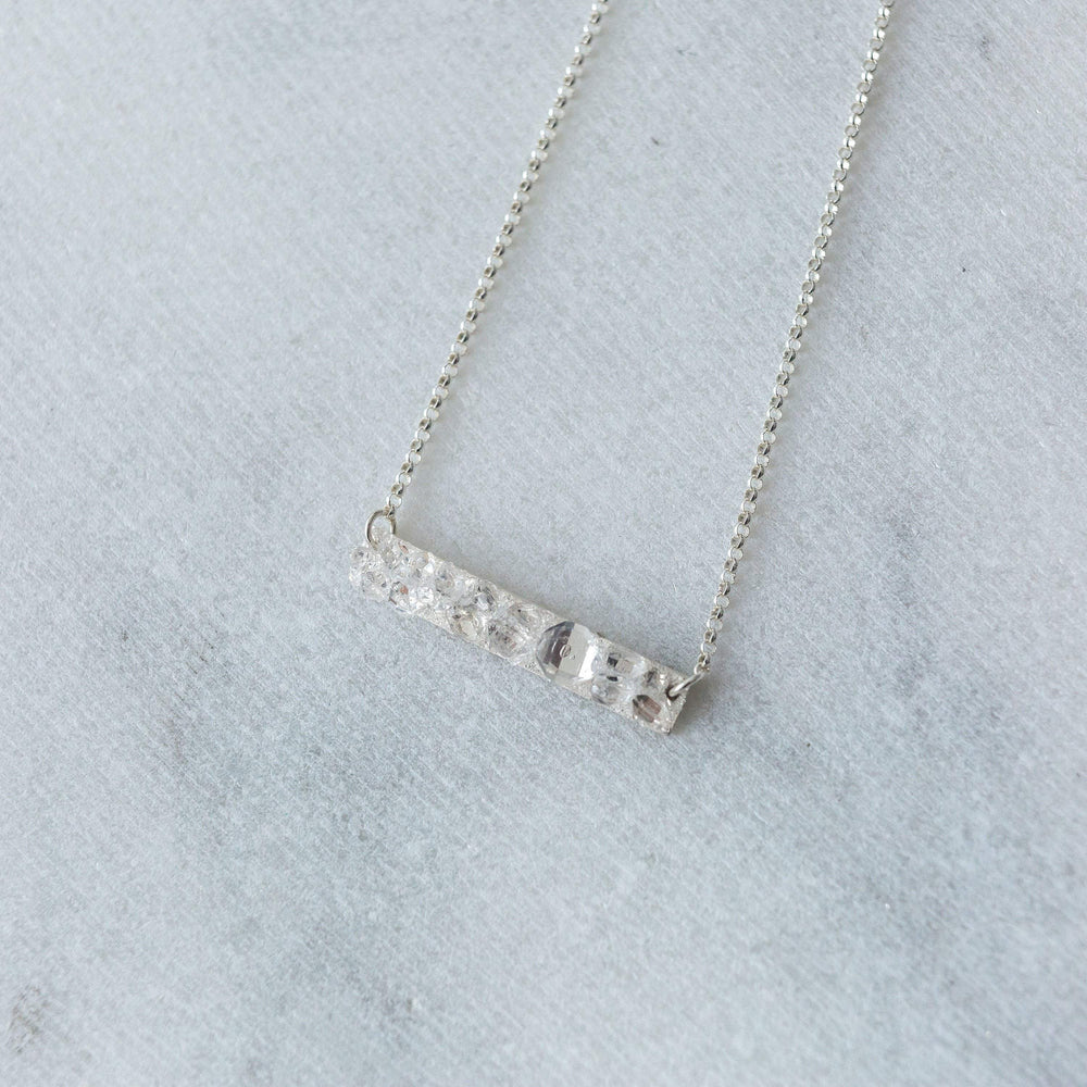 
            
                Load image into Gallery viewer, Herkimer Diamond mosaic mini bar layering necklace - luxe.zen
            
        