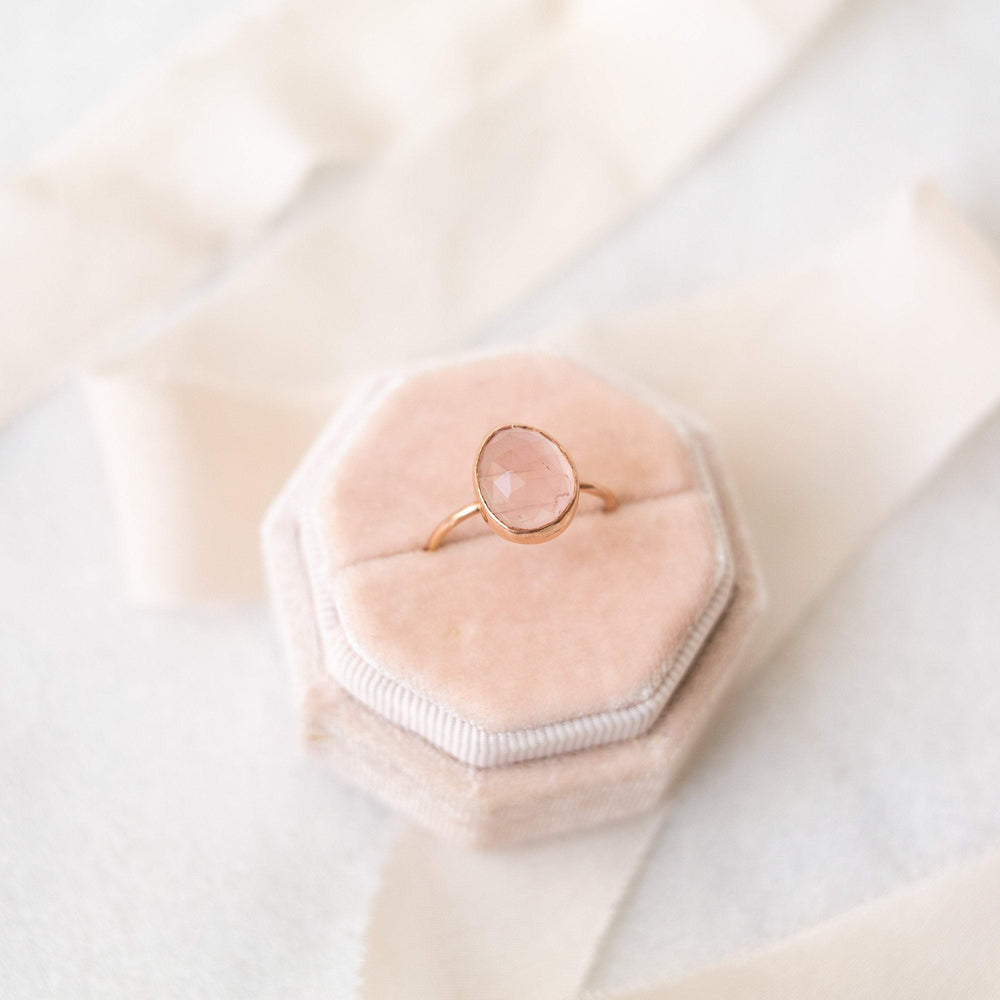 Rose quartz ring | natural rose quartz irregular shape rose cut ring | sterling silver or 14k yellow, white, or rose gold | engagement ring