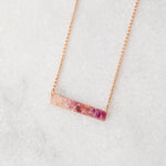 Raw pink ombre multi gemstone mosaic bar layering necklace - luxe.zen