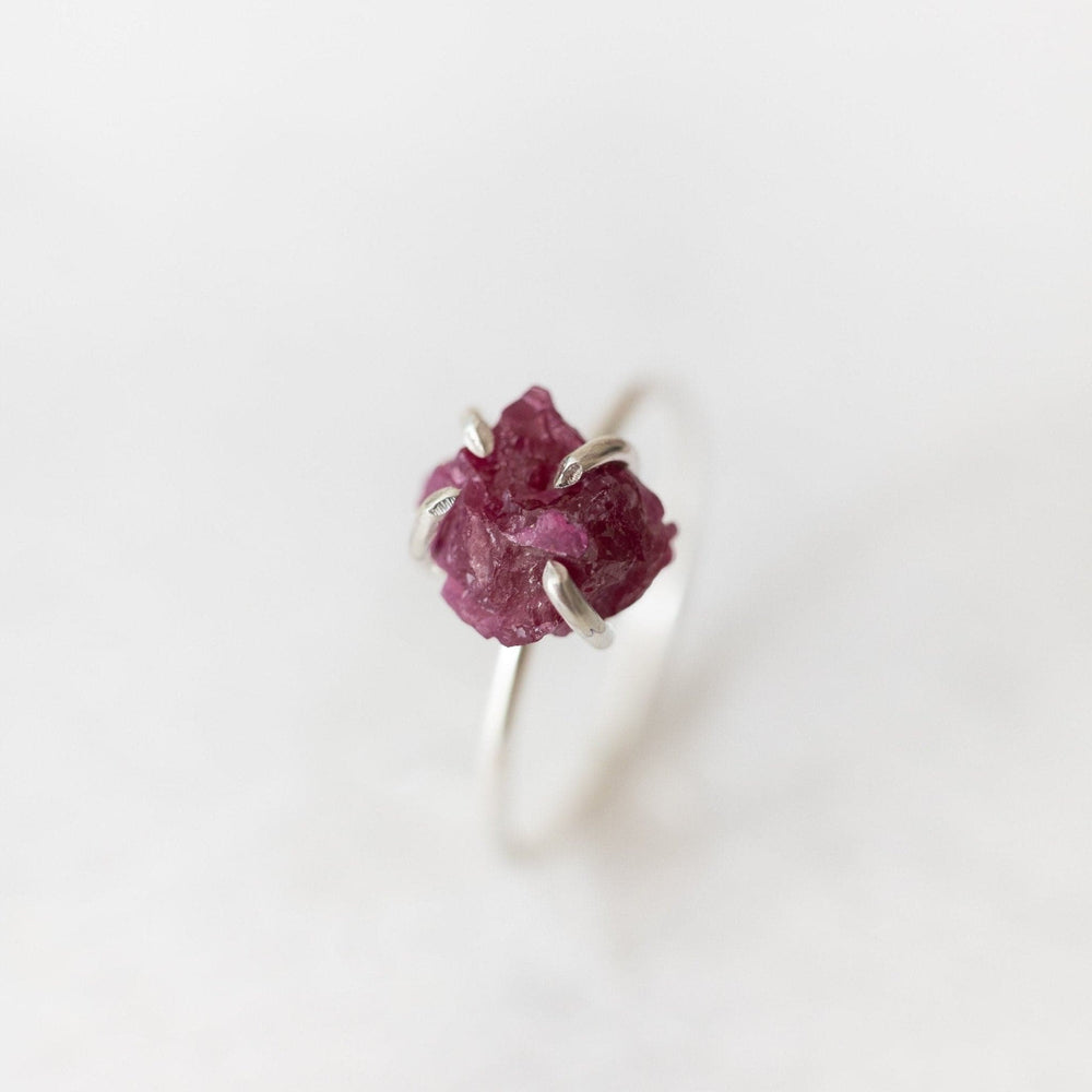 Raw ruby gemstone solitaire ring - luxe.zen